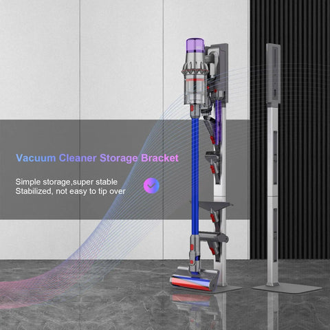 Dyson Vacuum Stand With Foldable Storage Hooks Heavy Duty Carbon Steel Base No Drill Wall Mount Display