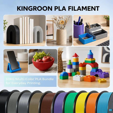 Top Shelf One Point Seven Five MM PLA 3D Printer Filament Ten KG Bundle Ten One KG Spools In Ten Vivid Shades Tangle Free Reels Dead On Point O Two MM Accuracy No Sweat Printing For Makers