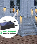 12 Pack Dope Solar Deck Lights Outdoor Waterproof Color Changing RGB Wall Fence Lights On Rainy Deck With Warm White Mode