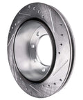 Close-up of rear brake disc from Rear Brake Kit With 12.99 Inch Drilled Rotors And Ceramic Pads For Chevy Silverado Sierra 2500 HD 3500 HD
