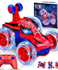 Rad Spider RC Car For Boys Aged 4 To 7, 360 Flip Monster Crawler with 4WD Light Up Wheels, LED Night Glow in box with remote.