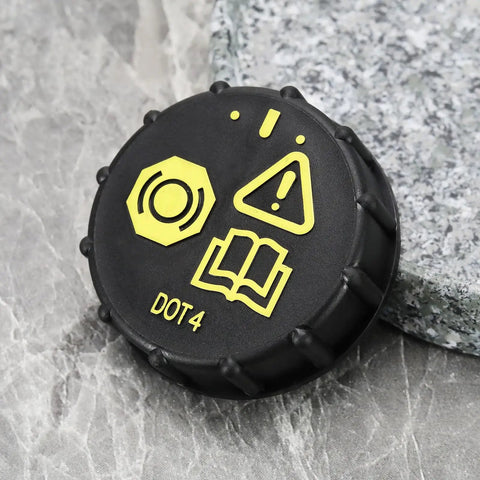 Brake Fluid Reservoir Cap and Anti Spill Cover for Ford Focus, Mondeo, C-Max, and S-Max, OE 1831528 BV612162AB, showing top view