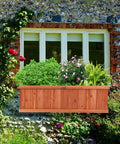 Raised Garden Bed Planter Box Window Mounted For Windowsill And Backyard Wooden Planting Box For Flowers And Veggies Durable Fir Wood With Drainage Holes Large 40 By 13 By 12 Inches