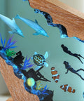 Dope Ocean Dolphin Resin Lamp Night Light With USB Port Epoxy Scuba Diver Scene Featuring Dolphins Turtles And Coral Marine Life