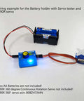 4 Cell AA Battery Holder Case With JR Connector 2P Black Red Wire For RC Models shown with Servo Tester