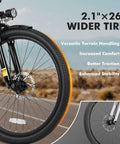 Close-up of 26-inch tire on Get Up And Go City Commuter Electric Bike For Adults With 65 Mile Range 1200 Watt Peak Motor