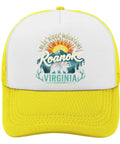 Yellow Breathable Cap For Men With Adjustable Buckle, All Season Comfort Hat featuring Roanoke, Virginia Blue Ridge Mountains design