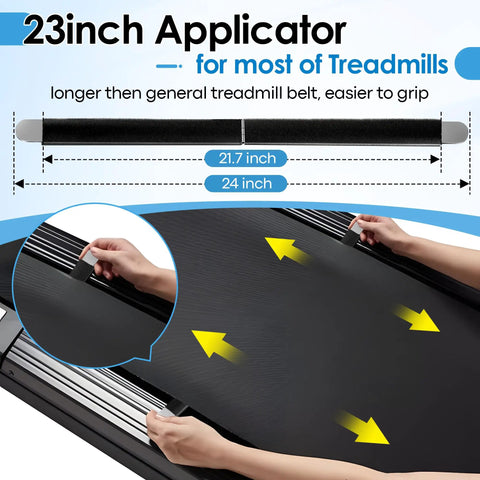 120ml Pure Silicone Treadmill Belt Lubricant With 24 Inch Foldable Applicator showing 23-inch length for quiet smooth walking pad