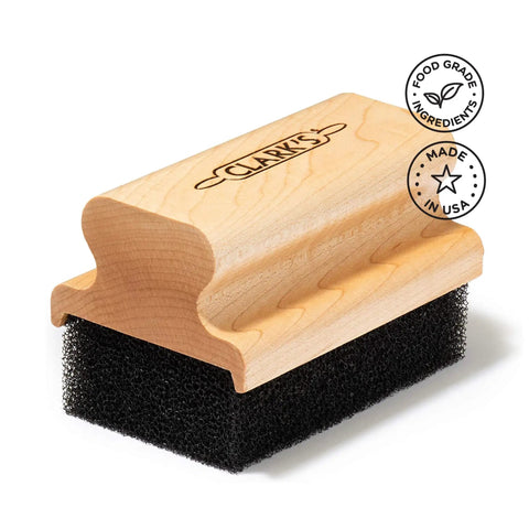 Maple Cutting Board Oil And Wax Applicator with ergonomic handle for butcher block wood surfaces, food-grade, Made in USA.