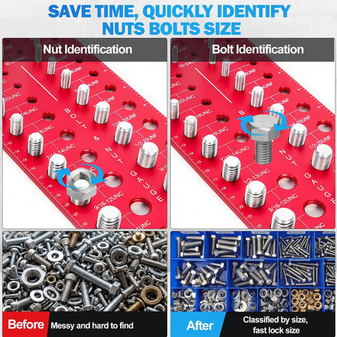 Upgrade Thread Checker Kit With 80 Nut And Bolt Sizes Including 60 Standard Thread 26 Metric And 20 Drill Bit Gauges Aluminum Plate
