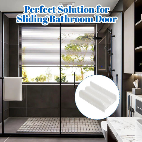 Sliding Shower Door Bottom Guide Rail With Screws For 7/16 Inch Glass, Durable Plastic Track Kit That Fits Standard Shower Doors, Precise Fit No Hassle Install Smooth Sliding white shower guide rail in bathroom