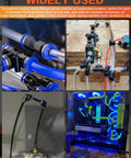 Premium 130 Pc Air Hose Push To Connect Fittings Kit For 1/4 Inch And Larger Pneumatic Lines With NPT Threads Quick Connect Adapters Ideal For Compressors And Auto Repair Shops, black and blue fittings on air lines