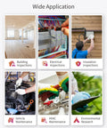 Image showing various uses of Infrared Thermal Camera FI160S: building, electrical, insulation inspections, vehicle maintenance, HVAC, environmental research.