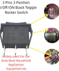 Three Pin Three Position On Off On Rocker Switch Black For Car Boat Auto Home Electronics Hella Durable Heavy Duty Easy Install Anti Corrosion And Acid Resistant With Silver Terminals For Long Lasting Performance, black 3-pin switch