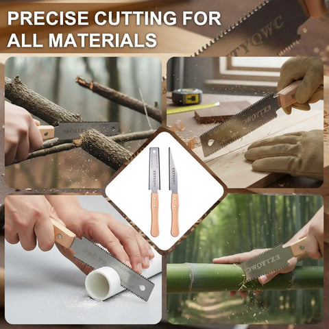Two Pack 6 Inch Pull Saw With Flexible Double Edged Blade 17 TPI For Hard Wood And 11 TPI For Soft Wood Perfect For Sawing Trimming Gardening Wood And Plastic Pipe Cutting, 6-inch double-edged saw cutting wood and pipe