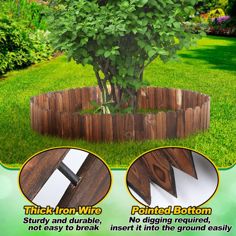 Wooden Garden Edging Border Kit No Fuss Pine Flexible Landscape Border 13.1ft By 11.8in Weatherproof Outdoor Fence installed
