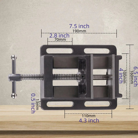 Top view of 4 Inch Heavy Duty Drill Press Vise With Rock Solid Hold And Precise Alignment 4.25 Inch Max Jaw Opening 12 Lb Weight