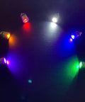 50 Pack Mini LED Lights Kit For Crafts and Dollhouses RGB color changing in rainbow pattern on black surface