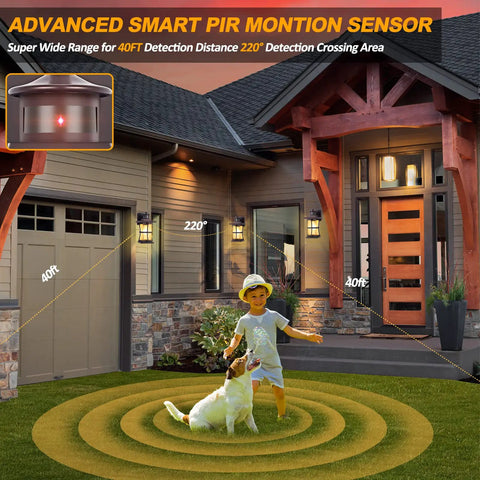 House with Two Pack Motion Sensor Outdoor Lights Dusk To Dawn Oil Rubbed Bronze illuminating entryway and garage