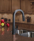 Flow Max Pull Down Kitchen Faucet With Flexible Head For RVs And Homes Durable 304 Stainless Steel Build installed in kitchen.