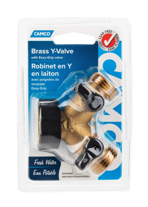 Solid Brass Water Wye Valve With Easy Grip Handles For Simple Hose Connection, Universal Fit, CSA Low Lead Certified, AB1953 Compliant, Durable No Fuss Quarter Turn Valve