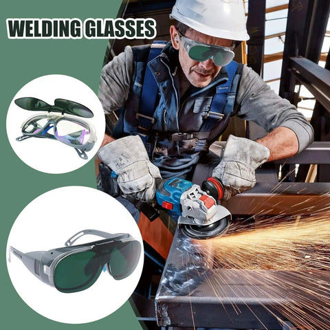 Heavy Duty Welding Safety Glasses With Wrap Around Anti Glare Arc Lens And Comfortable Ergonomic Eye Protection Goggles in use during grinding.