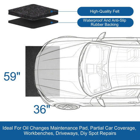 Garage Oil Spill Mat 36 By 59 Inches Dual Layer Absorbent Felt Top With Rubber Backing Waterproof Non Slip Reusable Maintenance Pad
