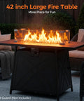 42 inch large black propane fire pit table with flames, perfect for backyard patio gatherings and cozy outdoor hangouts any night