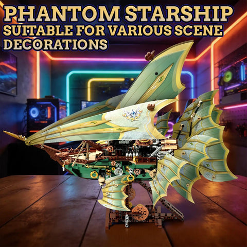 Transparent Wing Phantom Starship Build Kit Dope Futuristic Mechanical Design Steampunk Sci Fi Style Model on table