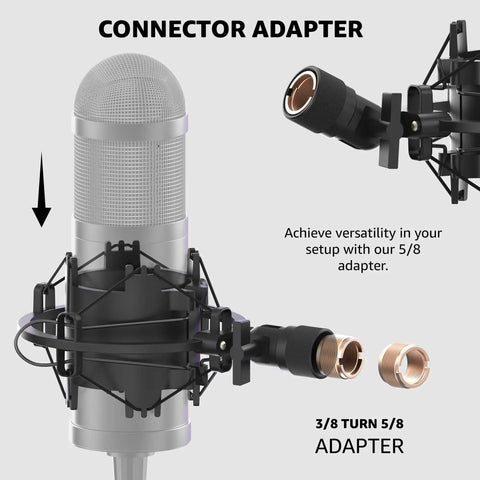 Microphone Shock Mount For 48 To 51mm Condenser Mics, Noise Isolation And Anti Vibration with adapter for versatile use.