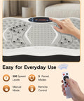 Light gray vibration plate exercise machine with control panel and hand remote, 200 speeds for lymphatic drainage and workouts at home