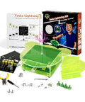 Tesla Coil Kit For Kids And Teens , Totally Cool STEM DIY Project With Easy Assembly, Learn Electronics With Safe Components, Build Your Own Tesla Spark Gadget For Ages 8 To 18, Perfect STEM Gift For Boys And Girls. clear acrylic case and parts