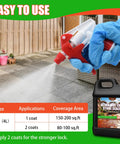 Person using spray nozzle on concrete with Top Shelf Wet Look Stone Sealer One Gallon Ultra Gloss Paver And Concrete Coating.