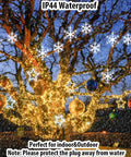 Snowflake Icicle Christmas Lights With 150 LED 9ft Run 10 Drops Twinkling Cool White Waterproof outdoor tree display