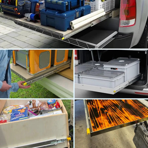 Heavy Duty Full Extension Drawer Slides With Screws Ball Bearing Side Mount 80 Inch 500 Lb Load Capacity Beefy Glide for vehicle storage