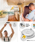 Home installation of 4 Inch Gimbal LED Recessed Light Canless Eyeball LED Fixture With 5 CCT Selectable 630 Lumen shown in kitchen