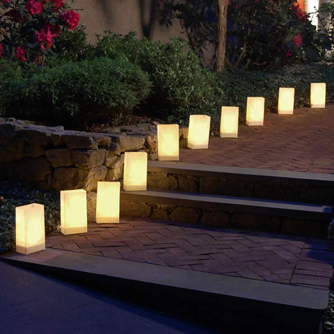 White Plastic Luminaria Lanterns Pack Of 100 With Printed Design For Indoor And Outdoor Use All Weather Ready Pathway Lighting