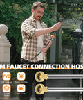 Man using Retractable Garden Hose Reel Half-Inch By 82 Feet With 7 Function Sprayer Nozzle outdoors
