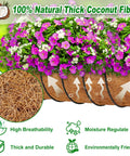 All Natural Coconut Fiber Planter Liners For 24 Inch Pots, 2 Pack, filled with vibrant flowers showing drainage and airflow design