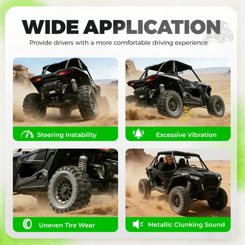 Red Rear Radius Arms For Polaris RZR XP 1000 And XP 4 1000 Beefy Heavy Duty Steel With Adjustable Heim Joints, High Clearance, Boxed Design For Maximum Tire Grip, Precise Suspension Geometry And Smoother Off Road Handling on RZR suspension