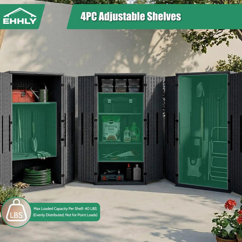 Heavy Duty Tall Outdoor Storage Cabinet 28 Cu Ft Garage Organizer With 4 Adjustable Shelves Lockable Double Doors Weatherproof