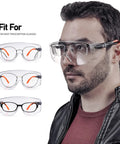 Over Eyeglasses Safety Goggles With Anti Fog Lenses And Scratch Resistant HD Clarity ANSI Z87 Approved on person