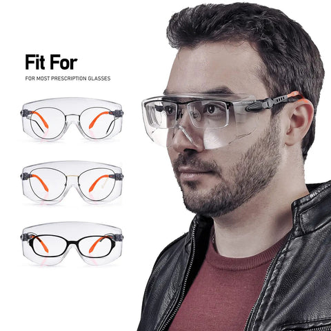 Over Eyeglasses Safety Goggles With Anti Fog Lenses And Scratch Resistant HD Clarity ANSI Z87 Approved on person