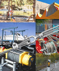 Five Sixteenth Inch Galvanized Steel Cable Kit 10 Ft 7x19 Aircraft Wire Rope With Loops Includes Clamps And Thimbles Built Tough For Zipline Boat Lift And Outdoor Projects, featuring various outdoor applications like ziplines, boat lifts, and fencing shown in a collage.