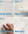 Steps to repair with Quartz Countertop Repair Kit White Quick Dry Permanent Fix For Edge Chips Cracks on natural stone surfaces.