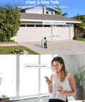 Outdoor Wireless Security Camera System With Dual Lens showcasing clear two-way talk feature between mother and child.