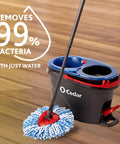 RinseClean Spin Mop And Bucket System For Clean Water Mopping Lets You Clean With Clean Water From Start To Finish Removes 99 Percent Of Bacteria With Just Water Built In Foot Pedal For Hands Free Wringer And Easy Rinse.