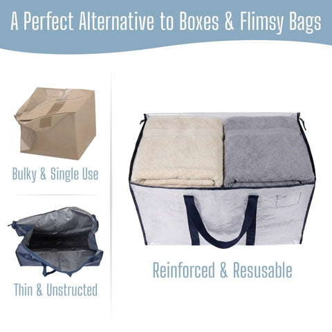 Heavy Duty Moving Bags Set Hassle Free Extra Large Storage Bags With Reinforced Handles And Strong Zippers Foldable for storage