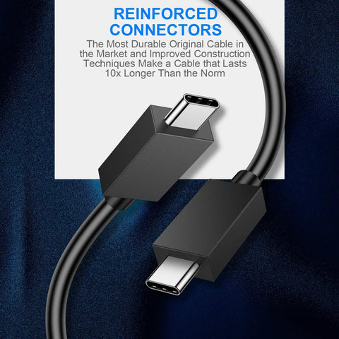 Two Pack 5ft USB C Controller Charger Cables for DualSense with reinforced connectors on black background.
