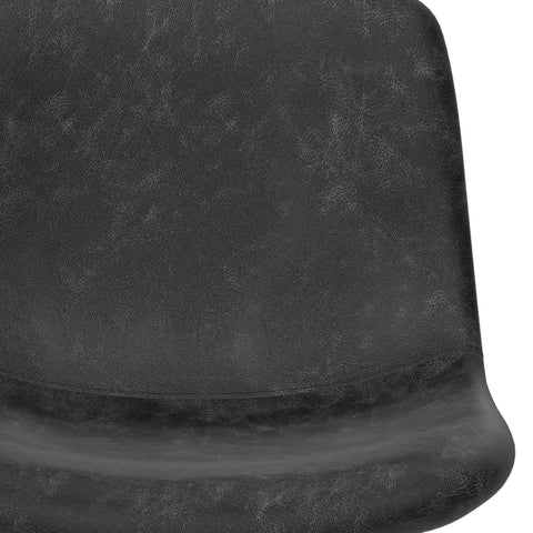 Close-up of the Distressed Charcoal Grey Vegan Faux Leather seat on Contemporary 24 Inch Counter Height Stool Set Of 2